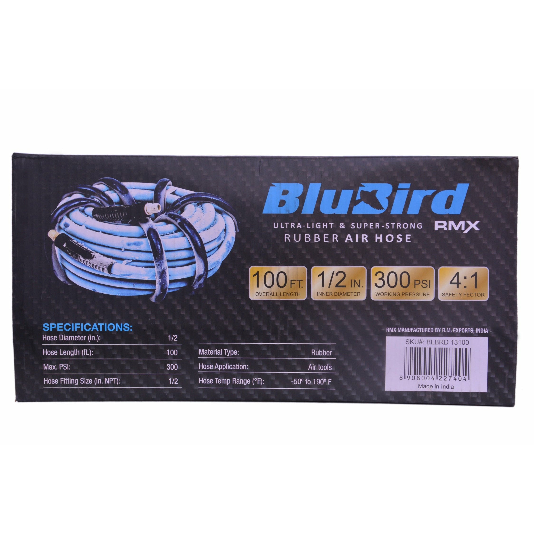Blubird Rubber Air Hose  1/2" x 100'