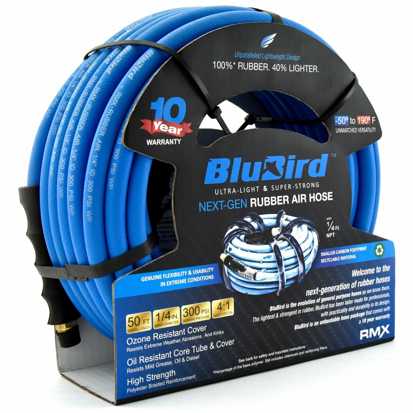 Blubird Rubber Air Hose  1/4" x 50'